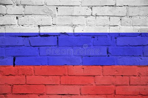 Russia Flag Is Painted Onto An Old Brick Wall Stock Photo Image Of