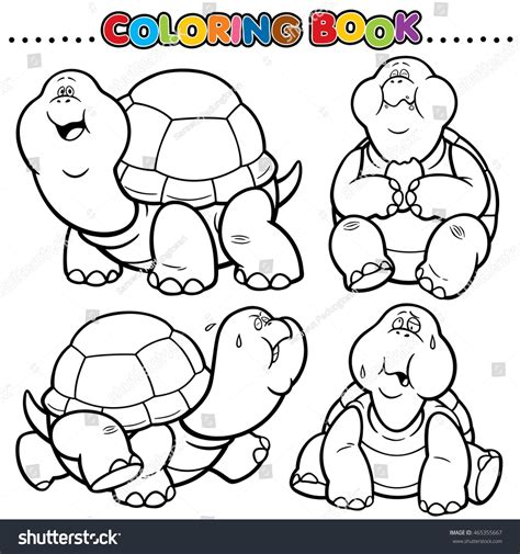 Cartoon Coloring Book Turtle Stock Vector (Royalty Free) 465355667 ...