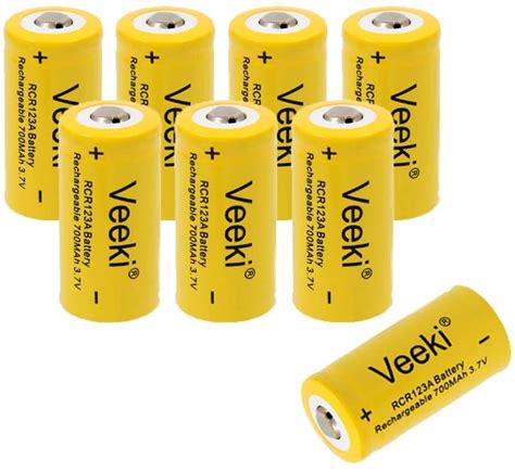 VEEKI CR123A Rechargeable Batteries 3 7V 700mAh Li Ion RCR123A