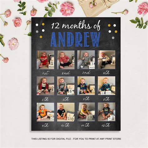 Large First Months Baby Picture Collage Board Baby S Etsy