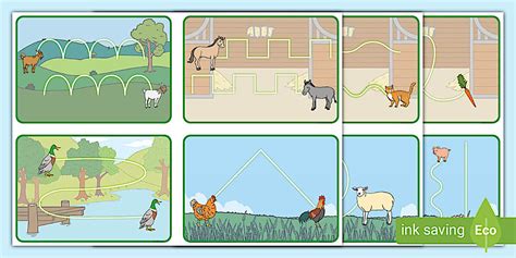 farm animal themed mark making pattern cards