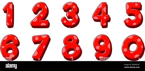 Font Design For Numbers One To Zero On White Background Illustration