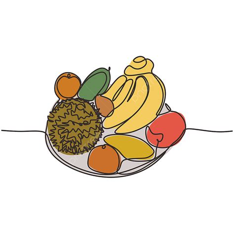 Fruits In A Plate One Continuous Line Art Drawing Vector Illustration ...