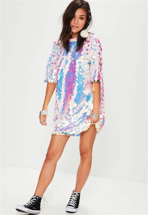 Pink Sequin T Shirt Dress Missguided Sequin T Shirt Dress Shiny