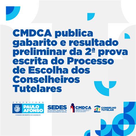 CMDCA publica gabarito e resultado preliminar da 2ª prova escrita do