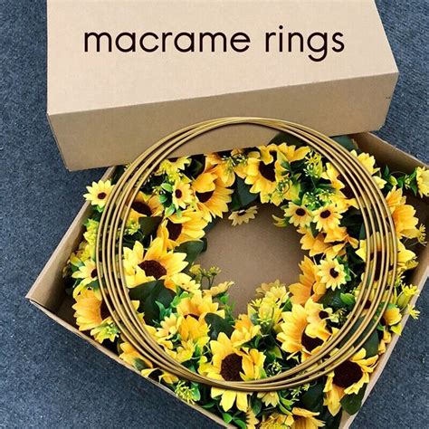 X Pack Inch Metal Floral Hoop Wreath Macrame Gold Hoop Rings For