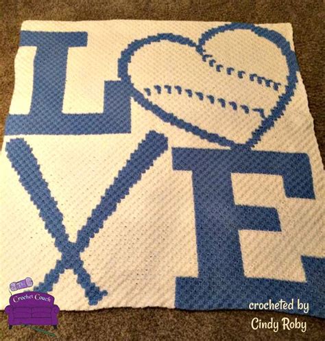 Love Baseball With Bats Afghan C2c Crochet Pattern Written Row Counts