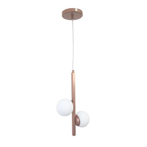 Lustre Pendente Jabuticaba 2 Globo De Vidro Rose Gold MadeiraMadeira