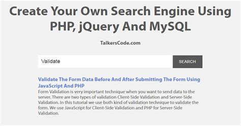 Create Your Own Search Engine Using Php Jquery And Mysql