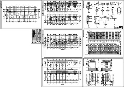 某家属院6层联排式住宅楼建筑设计cad施工图住宅小区土木在线