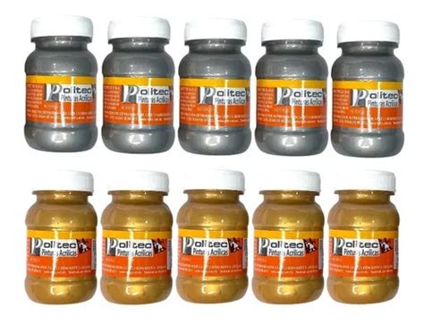 10 Pinturas Acrilicas Politec Metalica 100ml Oro O Plata Envío Gratis