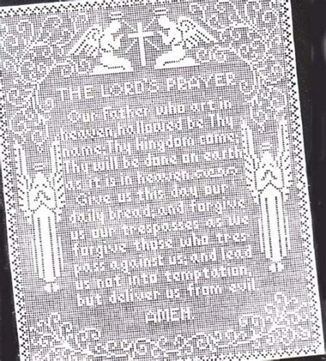 Filet Crochet The Lord S Prayer Wall Panel Vintage Pattern Pdf Catholic And Protestant Versions