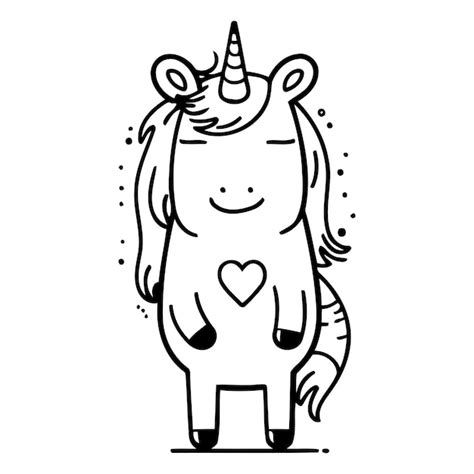 Une Jolie Licorne De Dessin Anim Avec Un C Ur Illustration Vectorielle