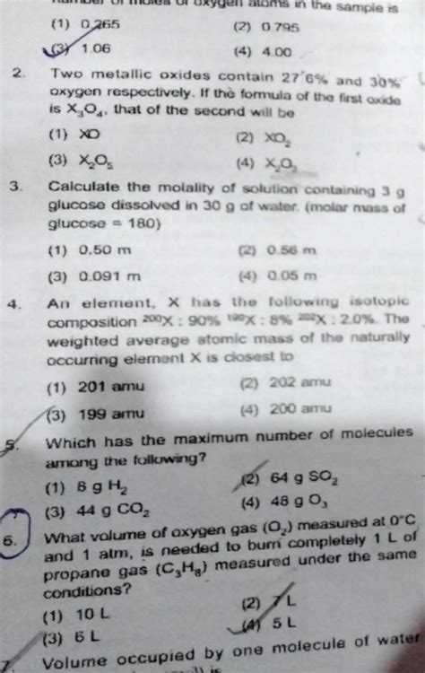 Calculate The Molality Of Solution Containing 3 G Glucose Dissolved In 30