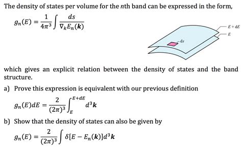 Solved The Density Of States Per Volume For The Nth Band Can