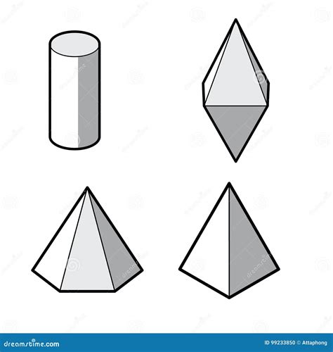 Set Of Basic 3d Geometric Shapes Geometric Solids Vector Isolated On A