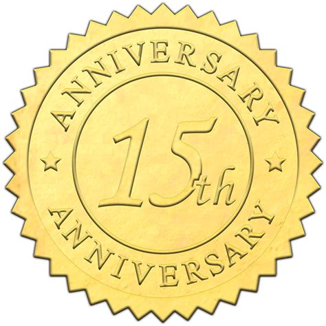 Gold 15th Anniversary Seal Embossed Label Sticky Business