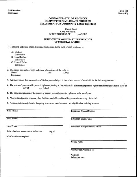 Affidavit Of Voluntary Relinquishment Of Parental Rights Form Oklahoma