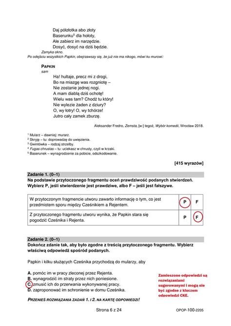 Egzamin Smoklasisty Polski Zadania Arkusze Cke I Odpowiedzi Z