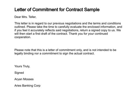 Sample Commitment Letter To Comply