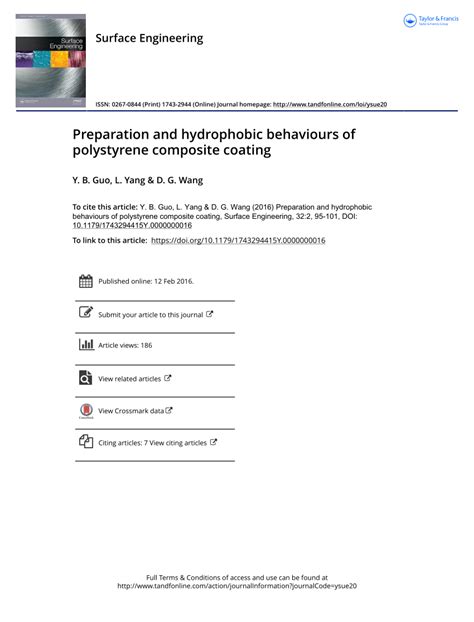 Pdf Preparation And Hydrophobic Behaviours Of Polystyrene Composite