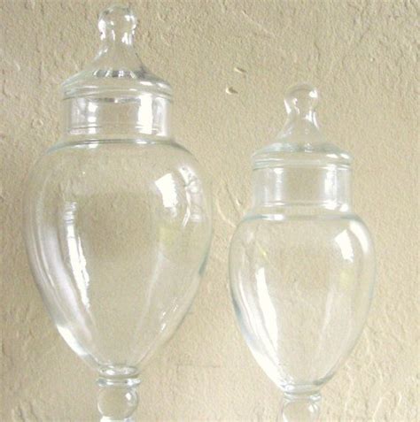 Pedestal Apothecary Jar Pair With Lids Clear Glass Etsy Apothecary