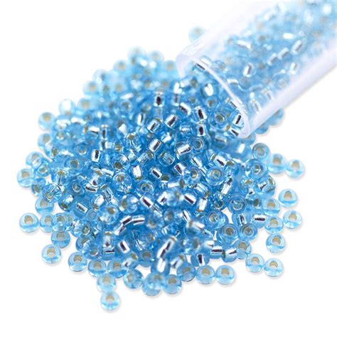 Miyuki Round Rocaille Seed Bead Silver Lined Baby Blue Gram Tube