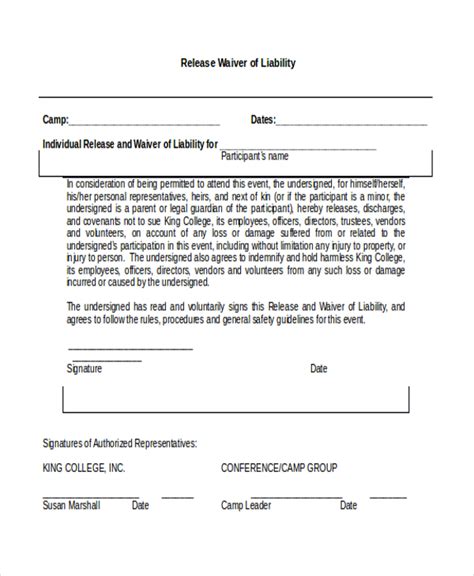 Free Sample Waiver Of Liability Forms In Pdf Ms Word Hot Sex