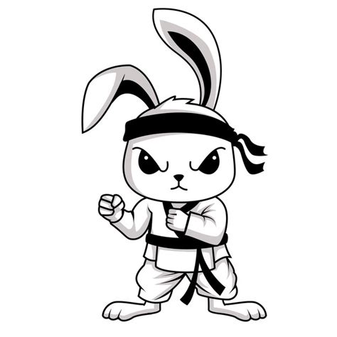 Premium Vector Illustration Art Cute Karate Rabbit Character Design