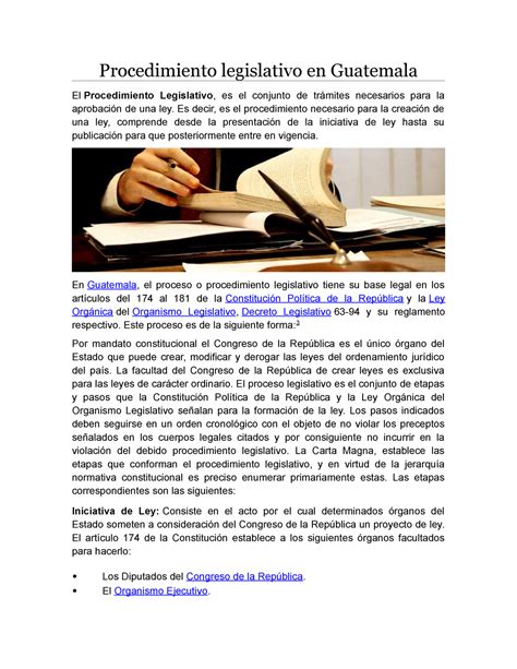 Procedimiento Legislativo En Guatemala Procedimiento Legislativo En