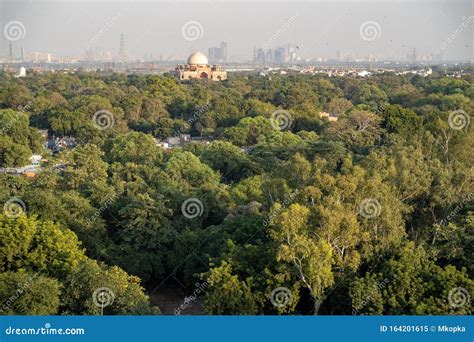 Cityscape Bird Eye Aerial View Of New Delhi India Op Een Wat Duidelijke