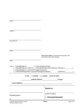 Pdf Stipulated Motion Utah Courts Doc Template Pdffiller