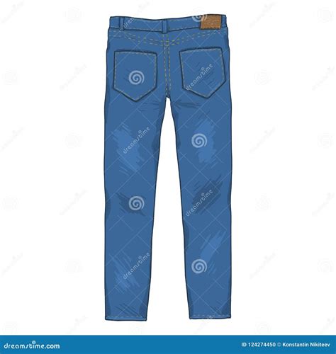 Vector Cartoon Illustration Denim Jeans Pants Back View Stock