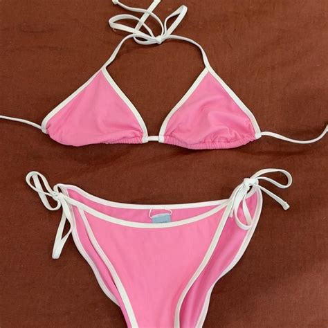Pink White Bikini Set Never Worn Depop