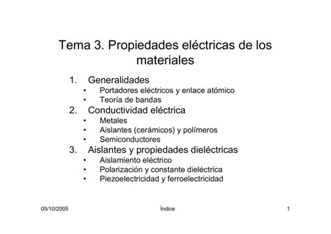 Tema 7 Propiedades eléctricas de los materiales