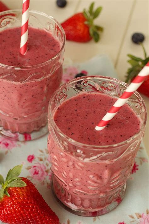 Batido de morangos mirtilos e farinha de maçã Receitas de