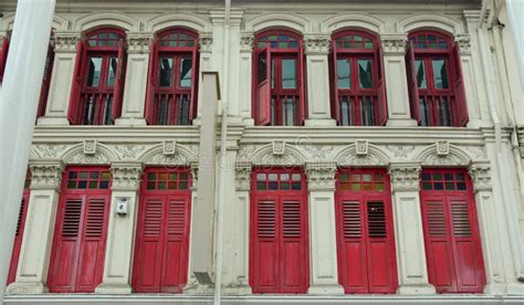 The Facade of Old Buildings in Singapore Stock Image - Image of clothes ...