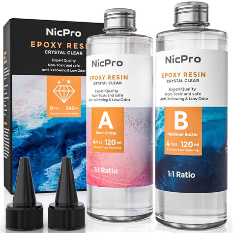 Nicpro Ounce Crystal Clear Epoxy Resin Kit Food Safe Diy Starter Art