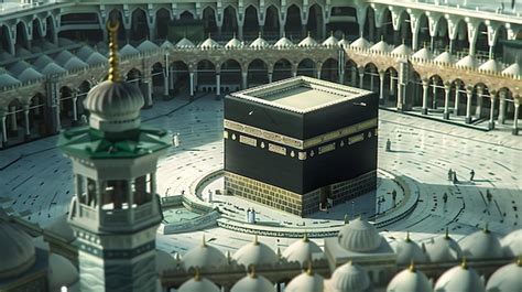 Premium Photo The Image Shows The Kaaba A Cubeshaped Building In