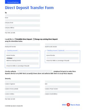 Fillable Online Bmo Direct Deposit Formfill Out And Use This Pdf Fax