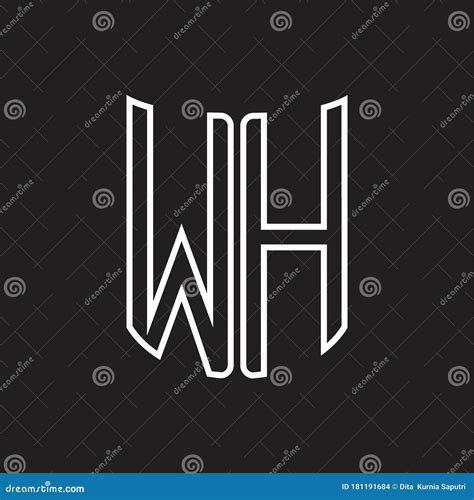 WH Logo Monogram With Ribbon Style Outline Design Template Stock