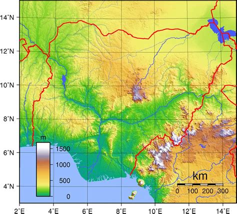 Nigeria Topography MapSof Net