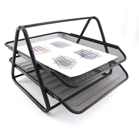 Heavy Duty Metal Tier Desktop Document Letter Tray Black Buy Online