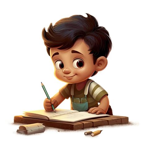 Premium Photo 3d Illustration Of A Cute 3 Year Old Latin Boy Writing