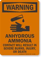 Anhydrous Ammonia Contact Will Result In Injury Sign