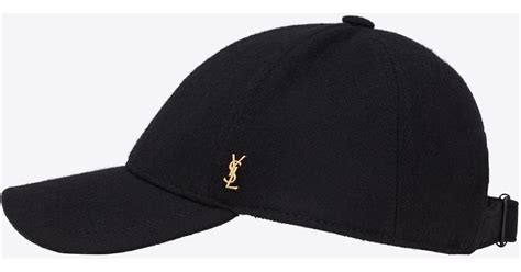 Saint Laurent Baseball Cap Ysl In Felt In Black Lyst