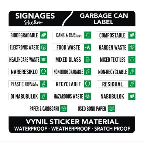 Vynil Sticker Signage Garbage Can Label Nabubulok Recyclable Non