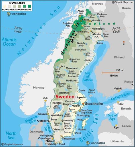 Sverige Bergen Karta Bergen I Sverige Karta Norra Europa Europa