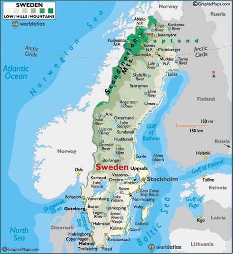 Suecia Montañas Mapa Montañas En Suecia Mapa Norte De Europa Europa