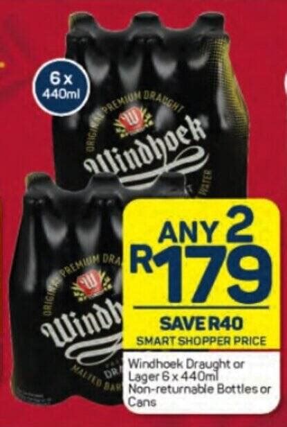 Windhoek Draught Or Lager X Ml Non Returnable Bottles Or Cans